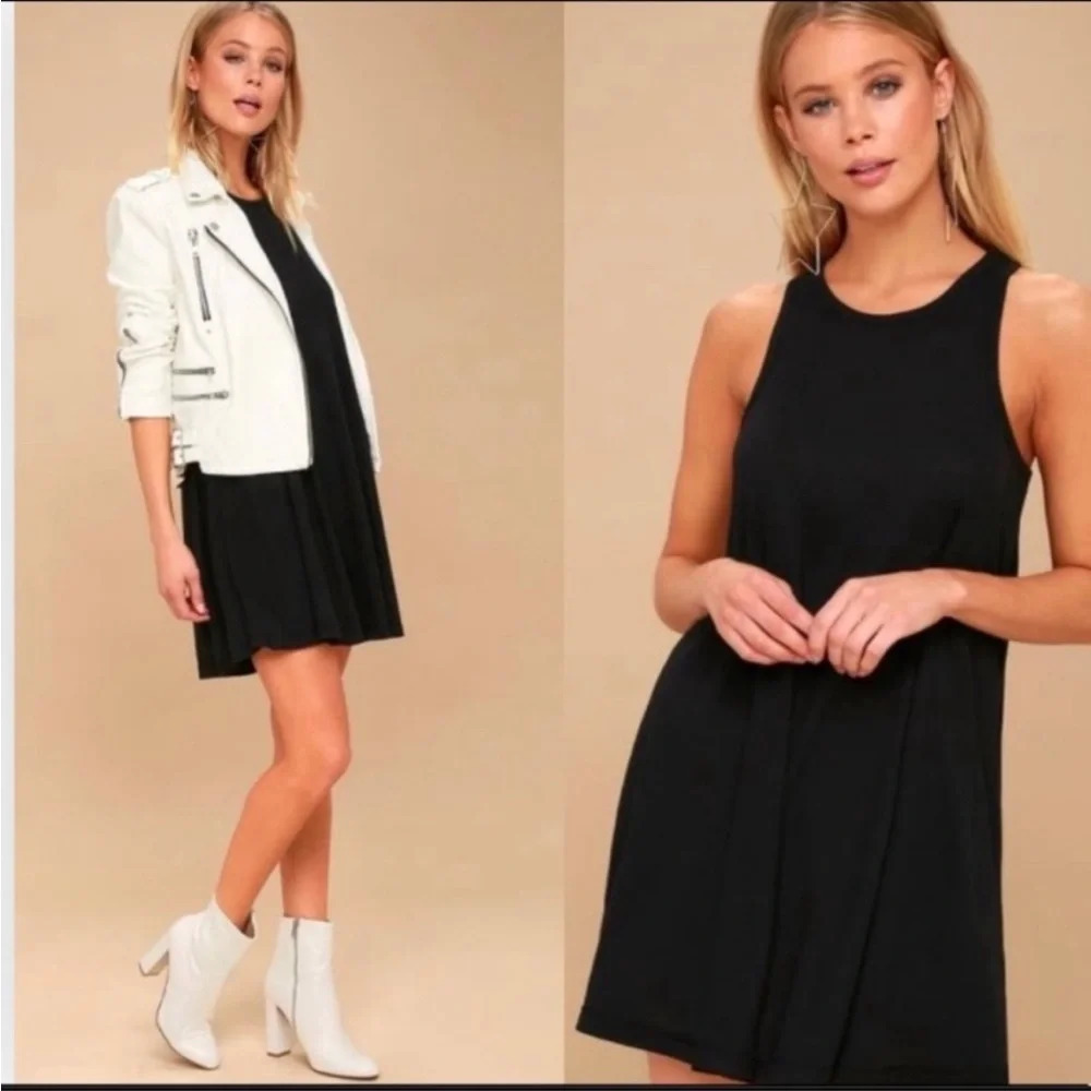 Free People Black Textured Jacquard Mini Dress